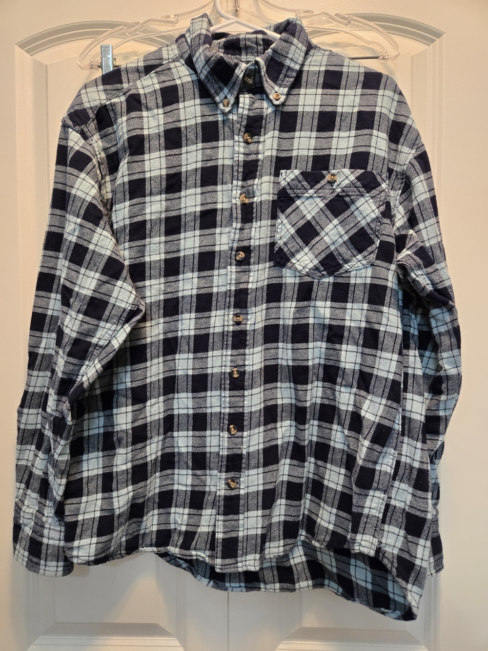 Ranch Tough Men's Blue and Light Blue Plaid Button-Up Shirt